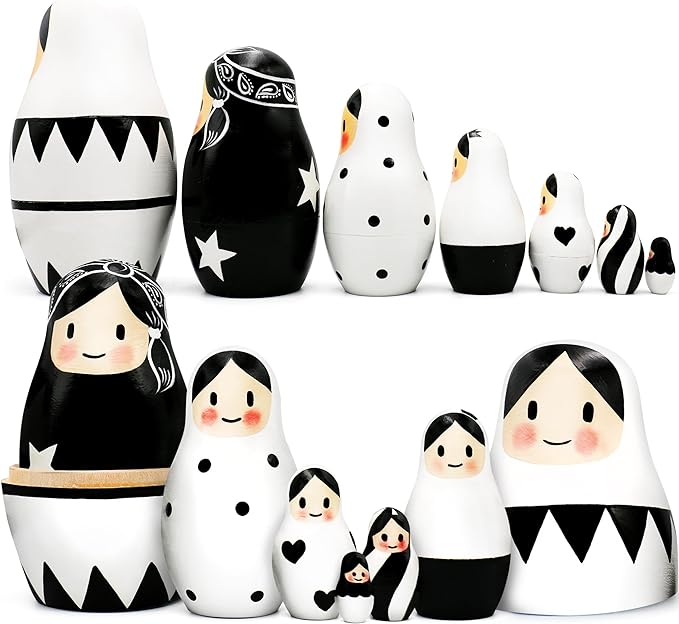 Nesting Dolls Black and White 7 pcs