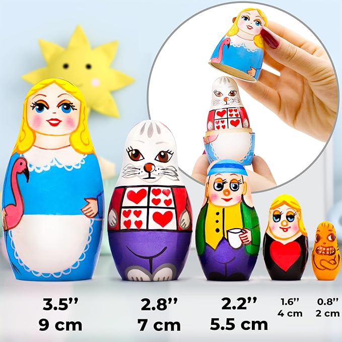 Nesting Dolls 5 Pcs Alice in Wonderland