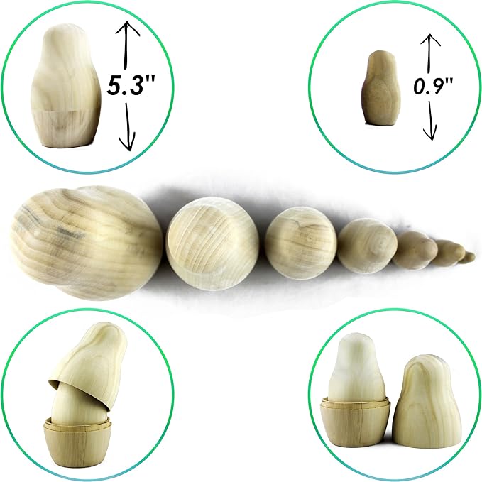 Некрашеные матрешки 7 шт - DIY