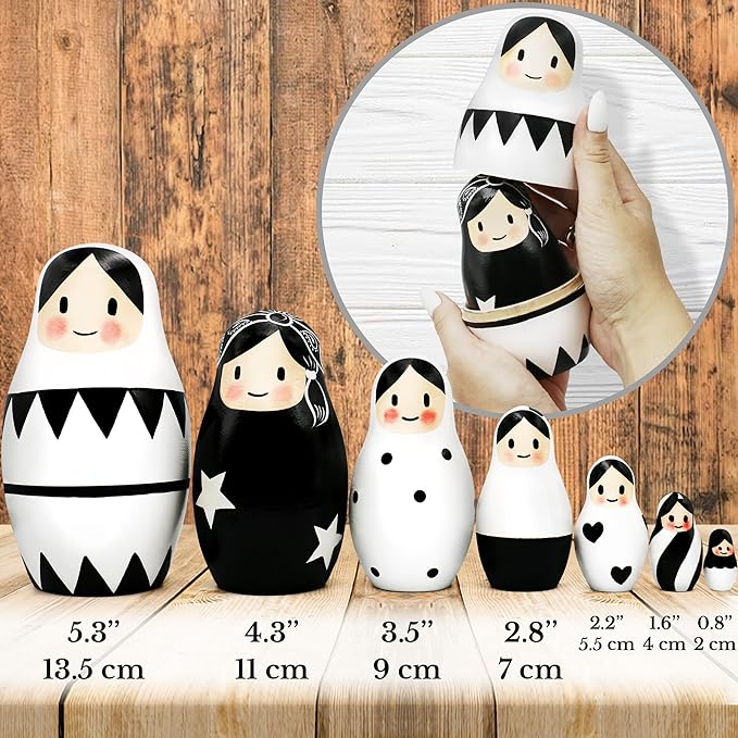 Nesting Dolls Black and White 7 pcs