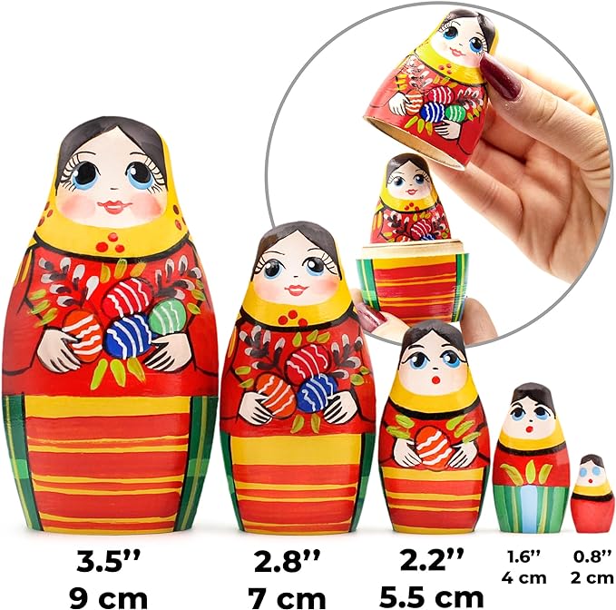 Nesting Dolls with Easter Eggs 5 pcs