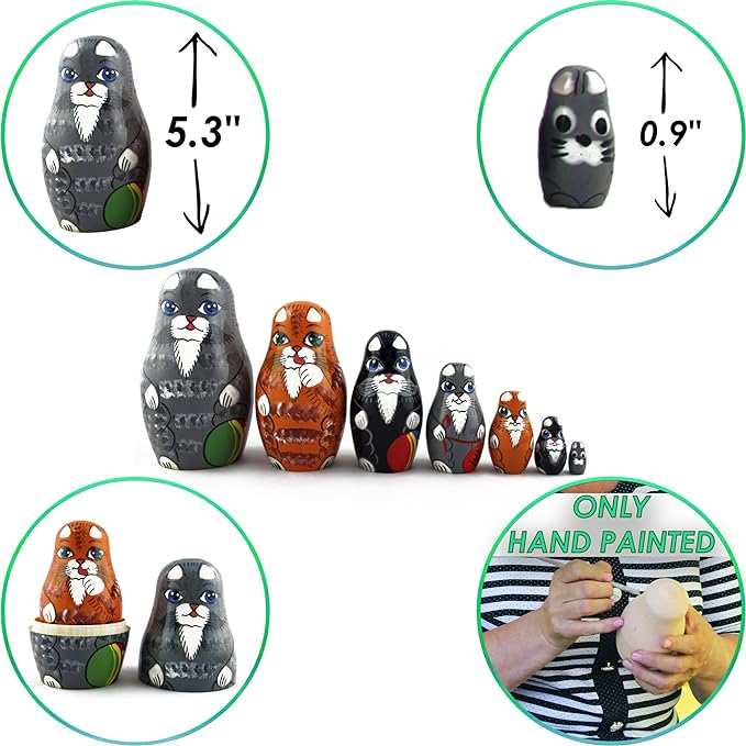 Cat Matryoshka Nesting Dolls 7 Pcs