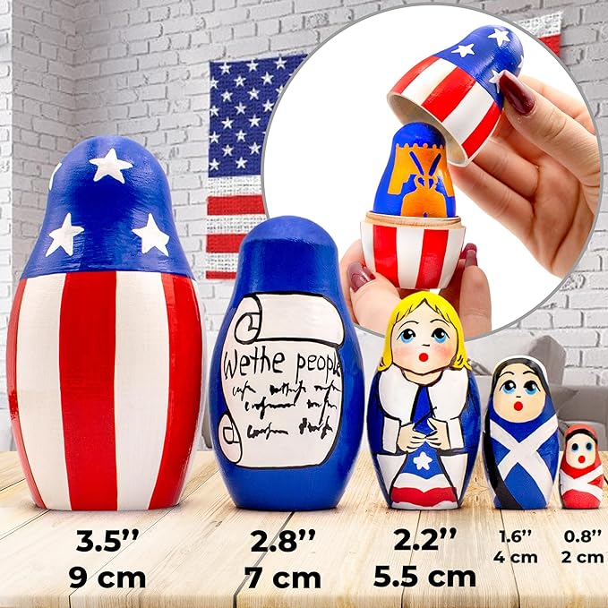 Nesting Dolls with Patriotic Decorations 5 pcs