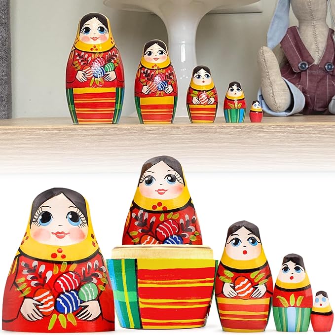 Nesting Dolls with Easter Eggs 5 pcs