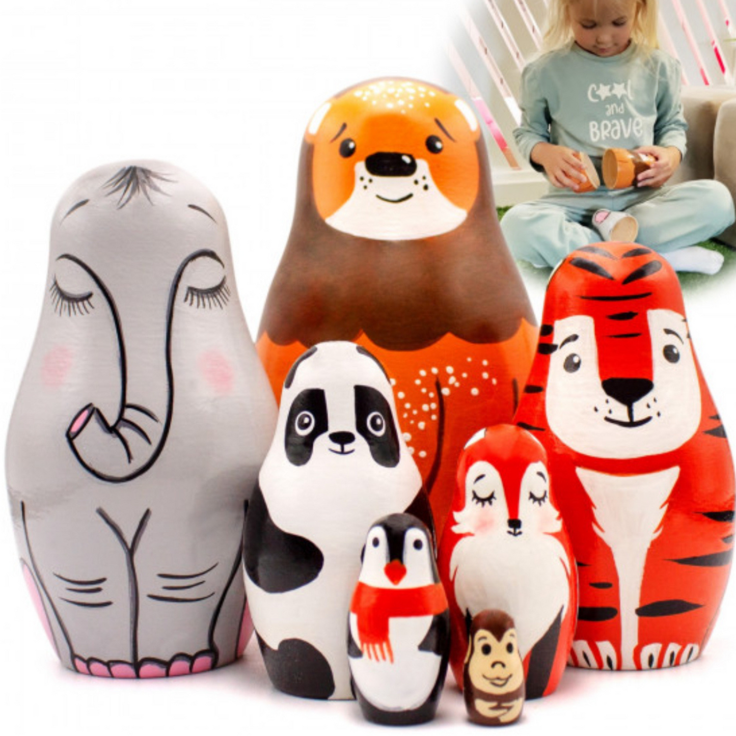 Zoo Animals Nesting Dolls 7 pcs