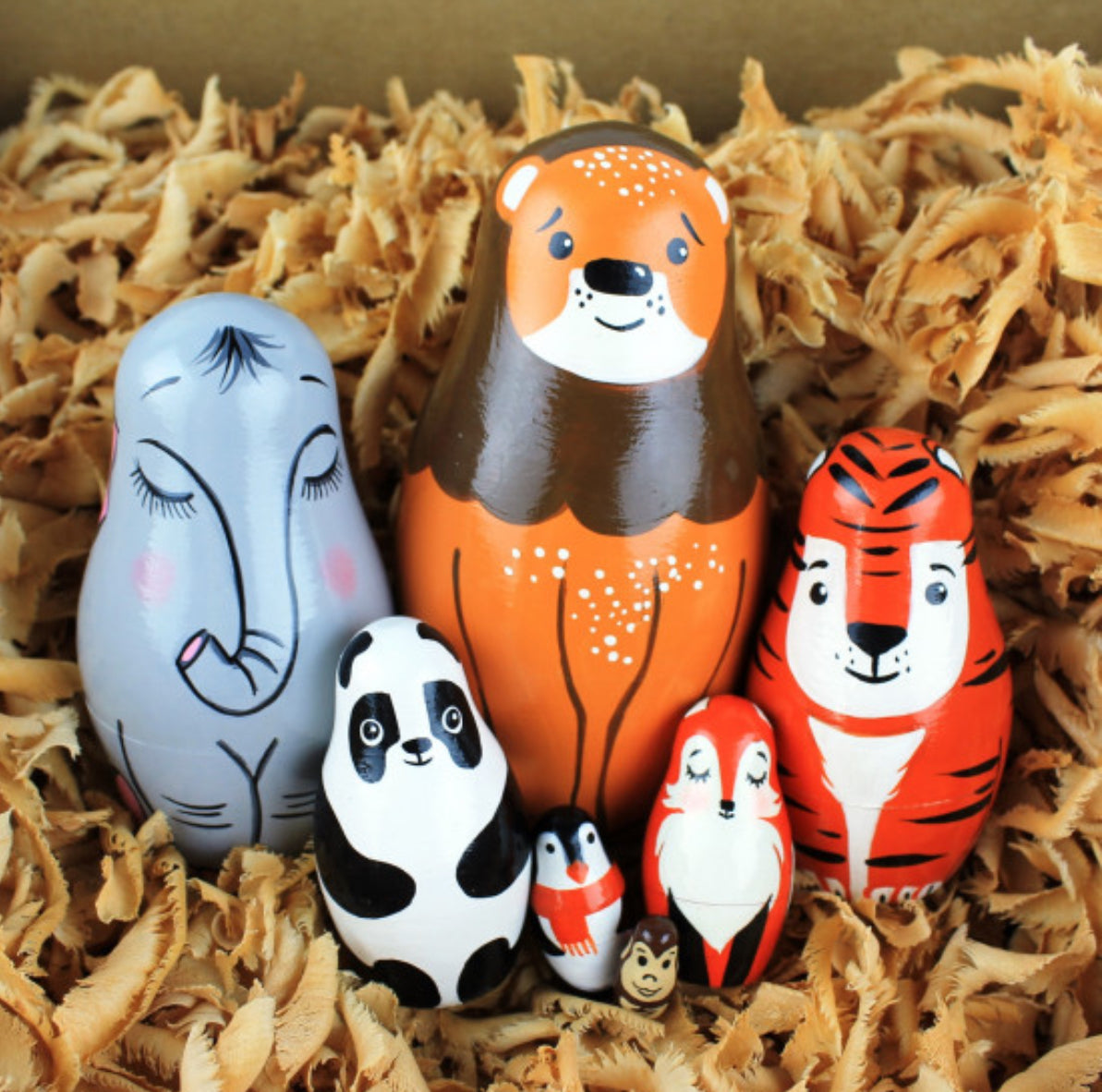 Zoo Animals Nesting Dolls 7 pcs