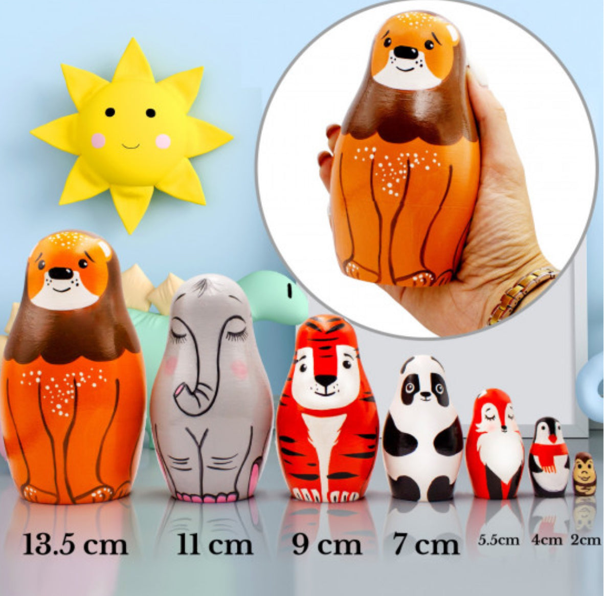 Zoo Animals Nesting Dolls 7 pcs