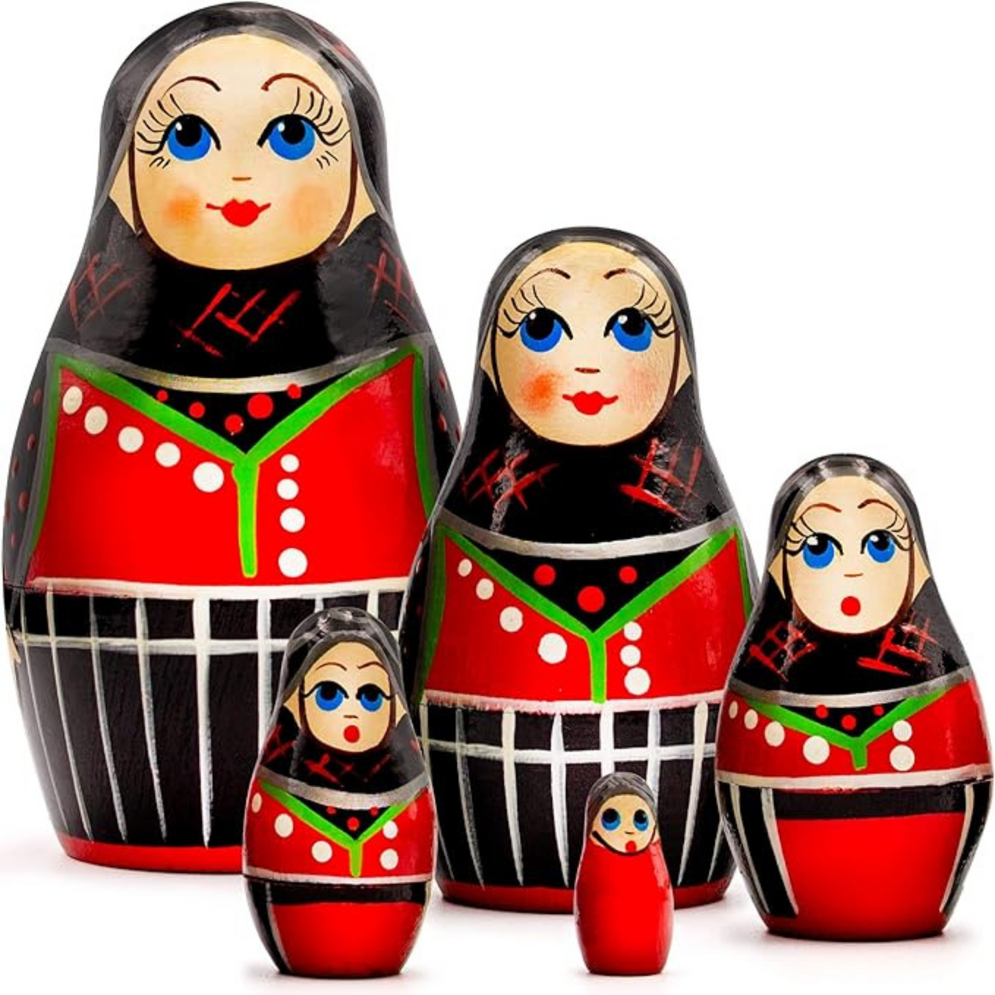 Nesting Dolls in Traditional Danish Dress 5 pcs