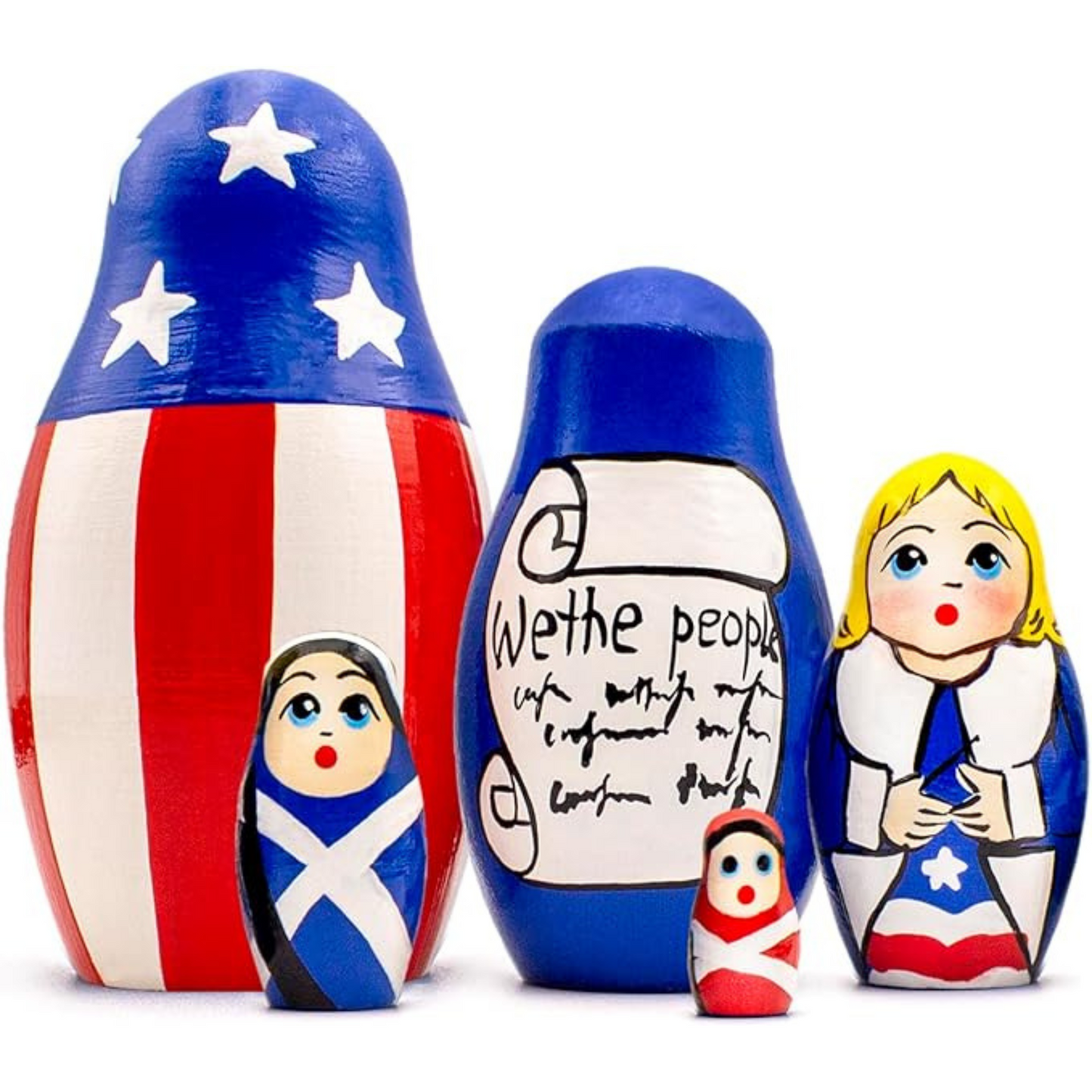 Nesting Dolls with Patriotic Decorations 5 pcs