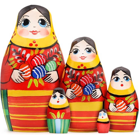 Nesting Dolls with Easter Eggs 5 pcs